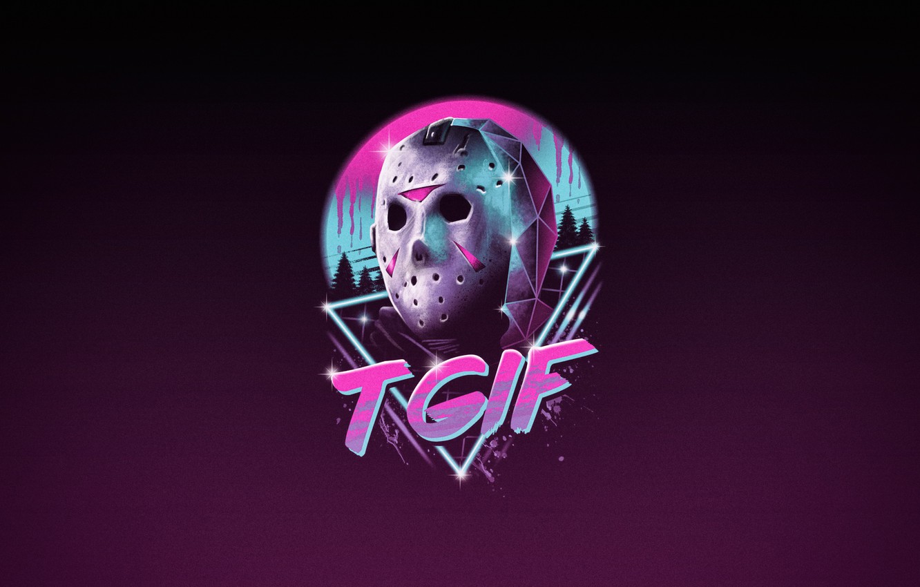 Photo Wallpaper Minimalism, Jason Voorhees, Art, Neon, - Friday The