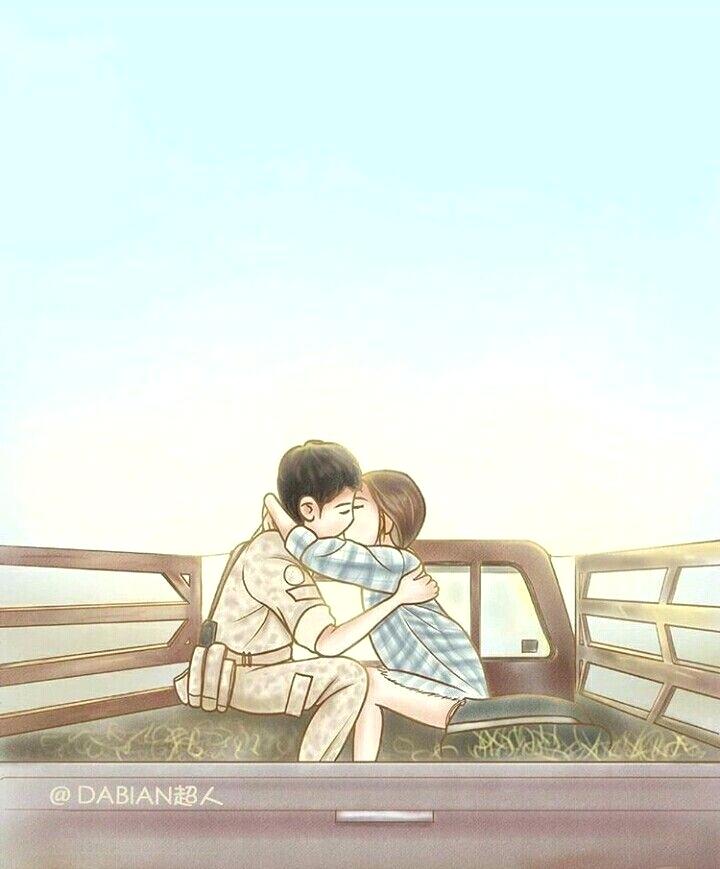 Descendants Of The Sun Cartoon Pin By On Dots By Ea - Descendants Of The Sun Cartoon , HD Wallpaper & Backgrounds