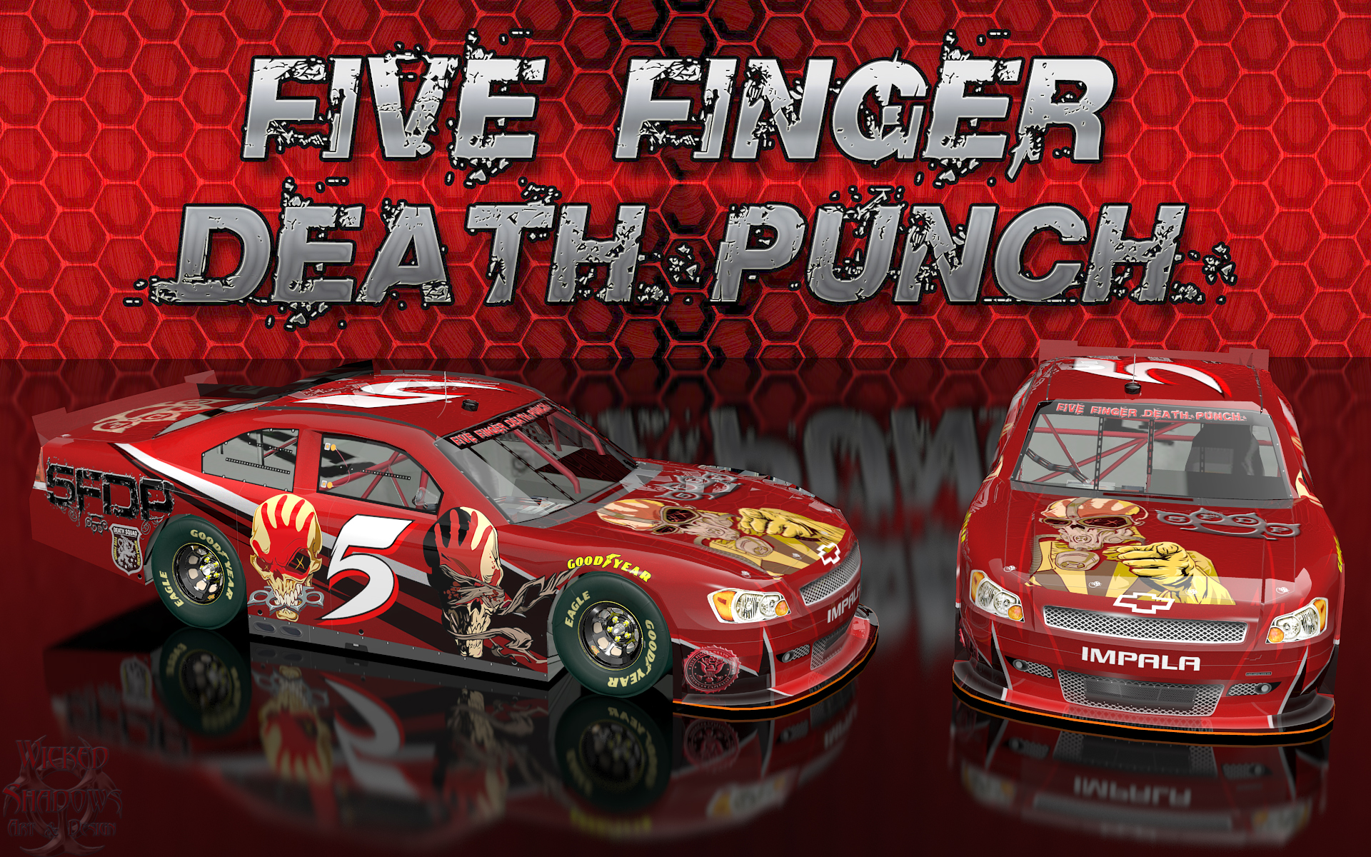 Five Finger Death Punch Wicked Chevy Impala Wallpaper - Five Finger Death Punch Nascar , HD Wallpaper & Backgrounds
