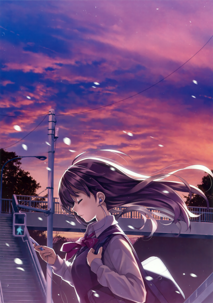 Alone, Long Hair, Schoolgirls, Anime Girls Hd Wallpaper - Alone Girl Wallpaper For Mobile , HD Wallpaper & Backgrounds