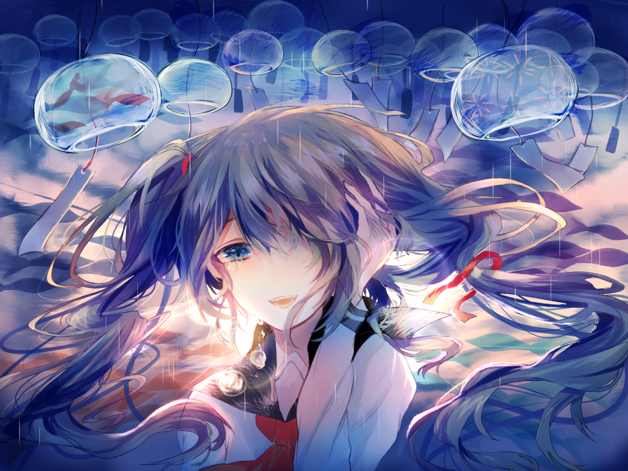 Hatsune Miku, Crying, Tears, Expression, Vocaloid - Hatsune Miku Crying , HD Wallpaper & Backgrounds