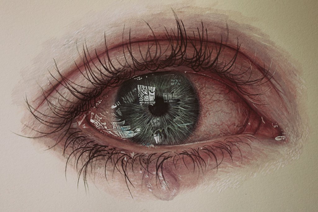 Crying Sad Eyes Wallpaper - Crying Eye Drawing Color , HD Wallpaper & Backgrounds