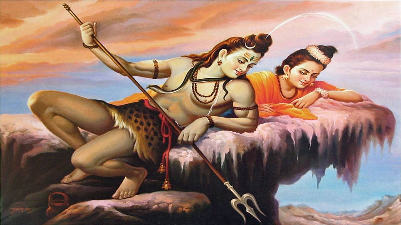 Hd Images Bhole Baba Maa Parvati - Lord Shiva Parvati Paintings , HD Wallpaper & Backgrounds
