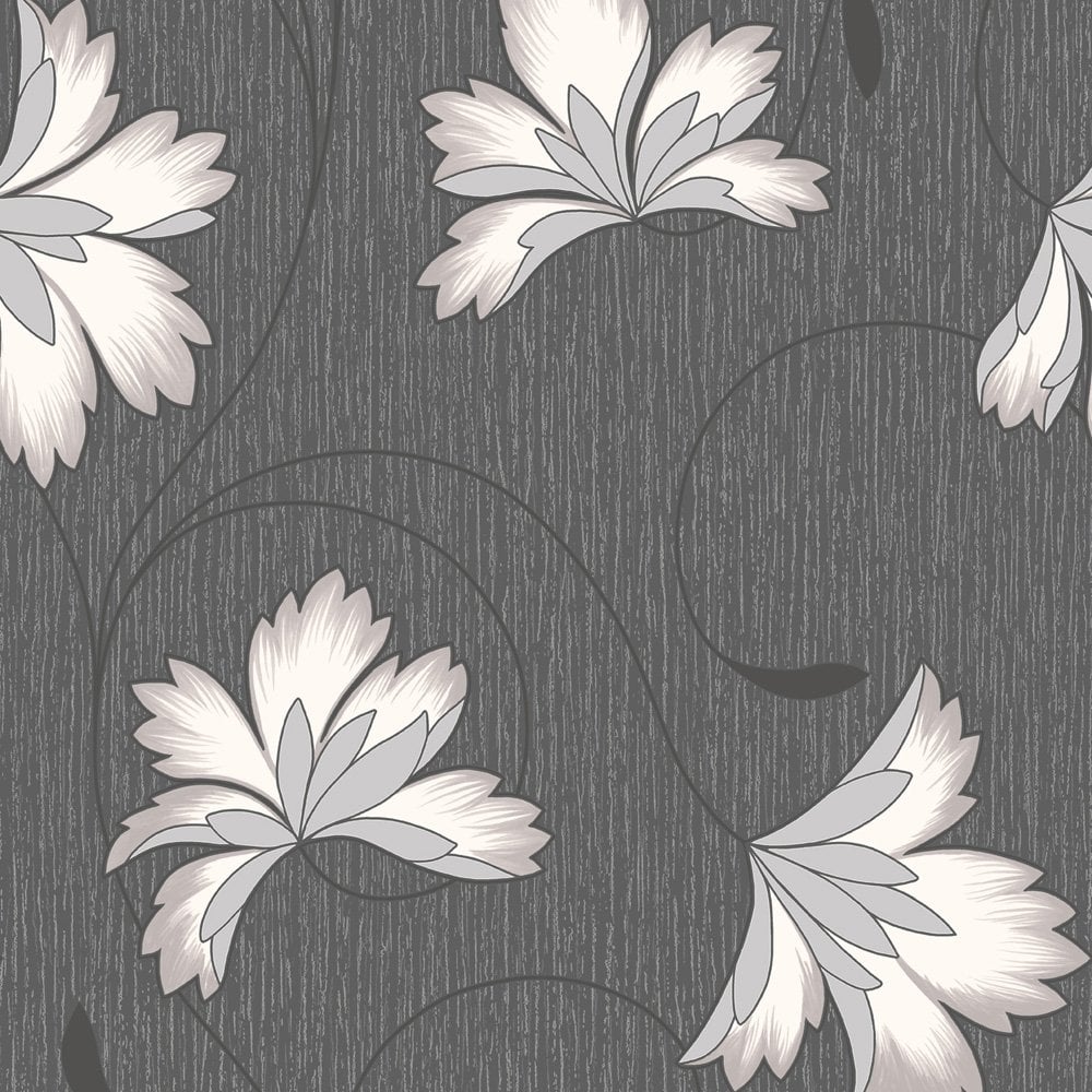 Flourish Floral Wallpaper Cream Black - Crown Flourish Wallpaper Texture , HD Wallpaper & Backgrounds