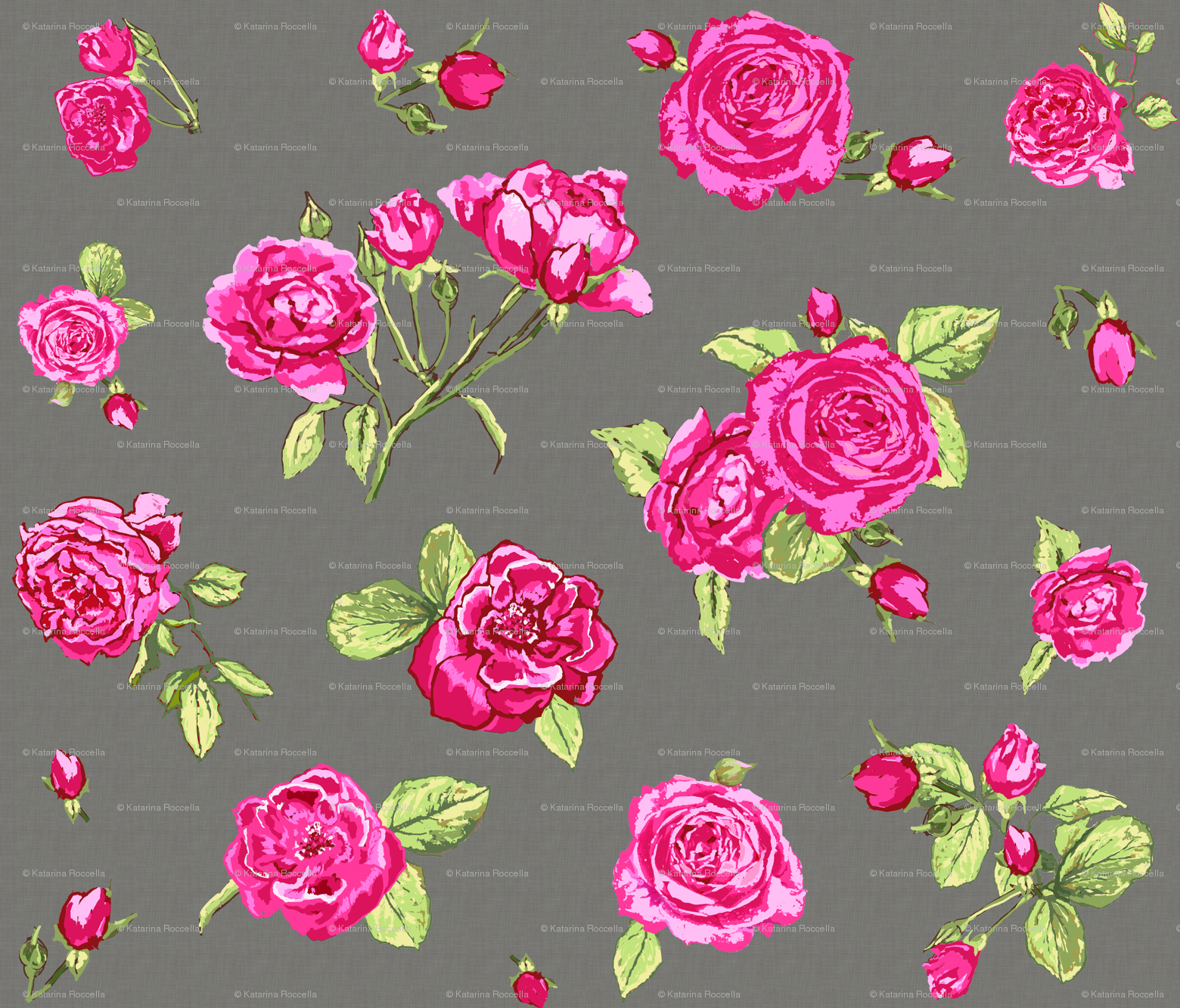 Roses Emerald Fabric By Katarina On Spoonflower , HD Wallpaper & Backgrounds