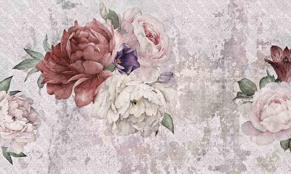 Shabby Wallpaper - Fototapeta Malowane Kwiaty , HD Wallpaper & Backgrounds
