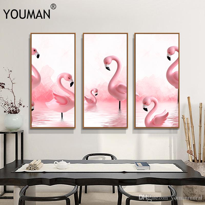 Pink Flamingo Canvas Prints Nordic Posters And Prints - Pinturas En Cuadro De Flamingo , HD Wallpaper & Backgrounds