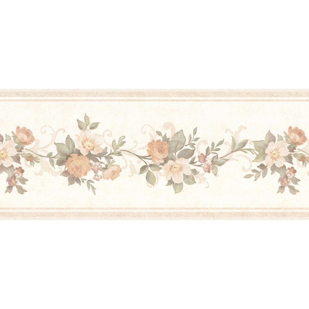 Mirage Lory Peach Floral Wallpaper Border Sample 992b07564sam - Floral Vintage Wallpaper Border , HD Wallpaper & Backgrounds