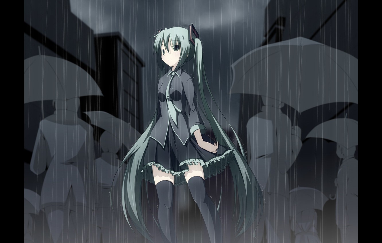 Photo Wallpaper Hopelessness, Vocaloid, Hatsune Miku, - Anime Girl With White Hair Grey Eyes , HD Wallpaper & Backgrounds