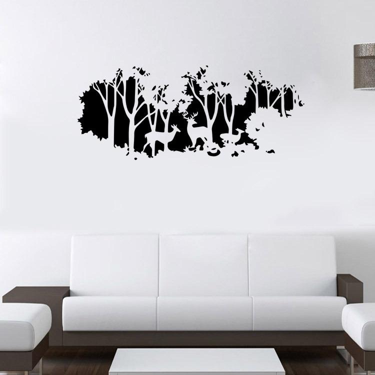 Compre Extra Large Deer En El Bosque Wall Art Mural - Forest Wall Sticker , HD Wallpaper & Backgrounds