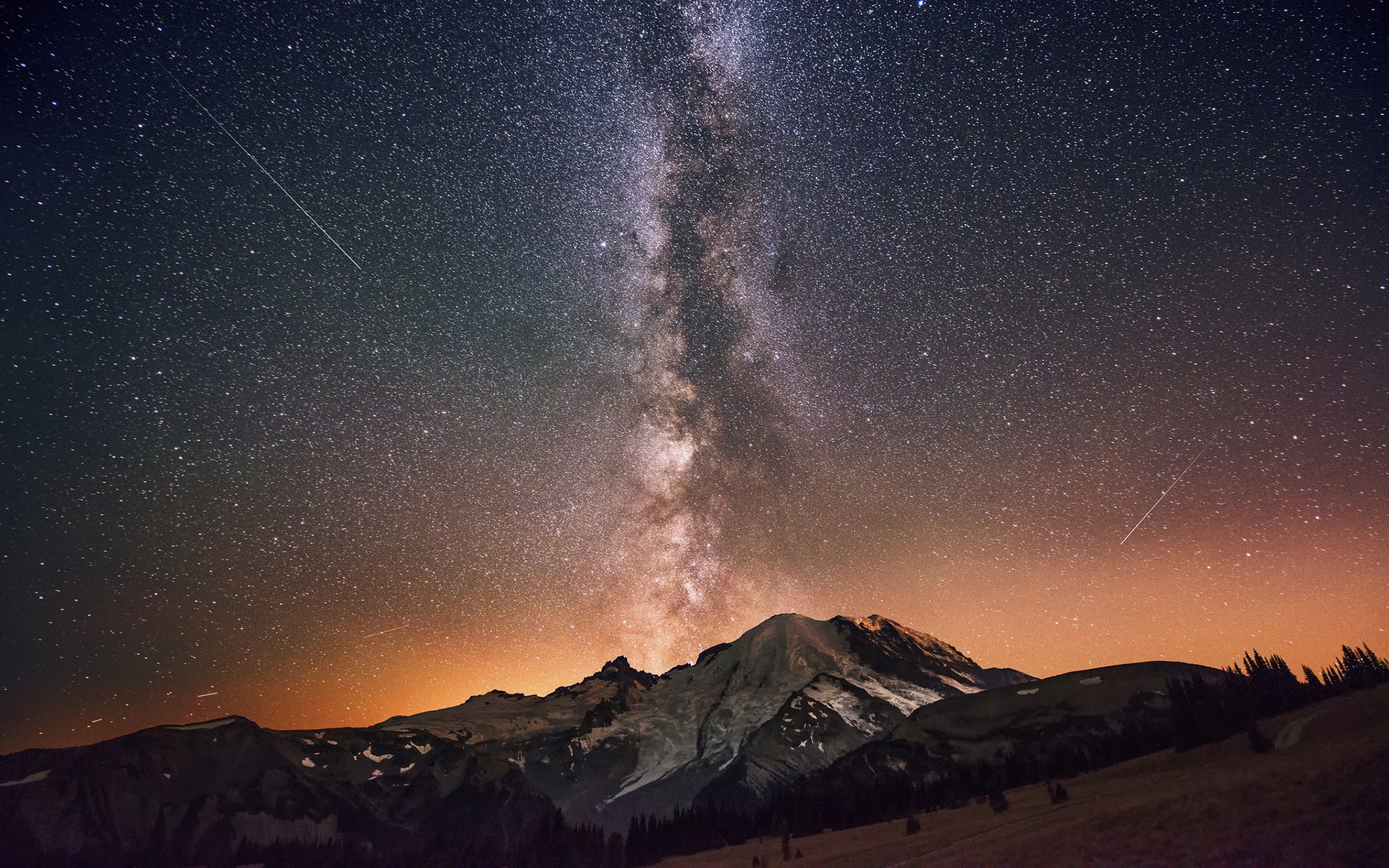 Retro 8 Bit Pixelart Wallpapers - Mount Shasta Milky Way , HD Wallpaper & Backgrounds