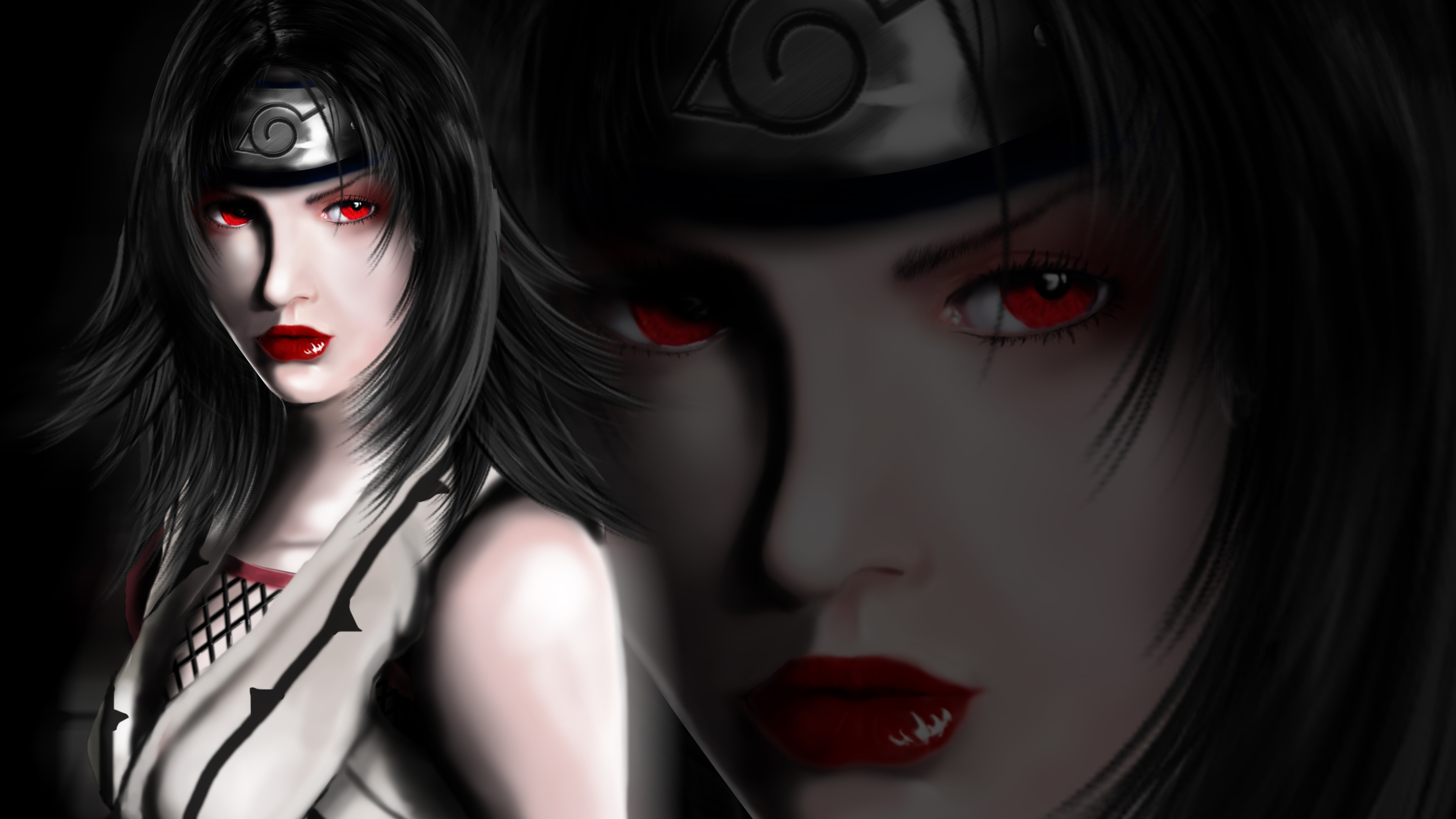 Wallpapers Mujeres - Black Hair Red Eyes Female , HD Wallpaper & Backgrounds