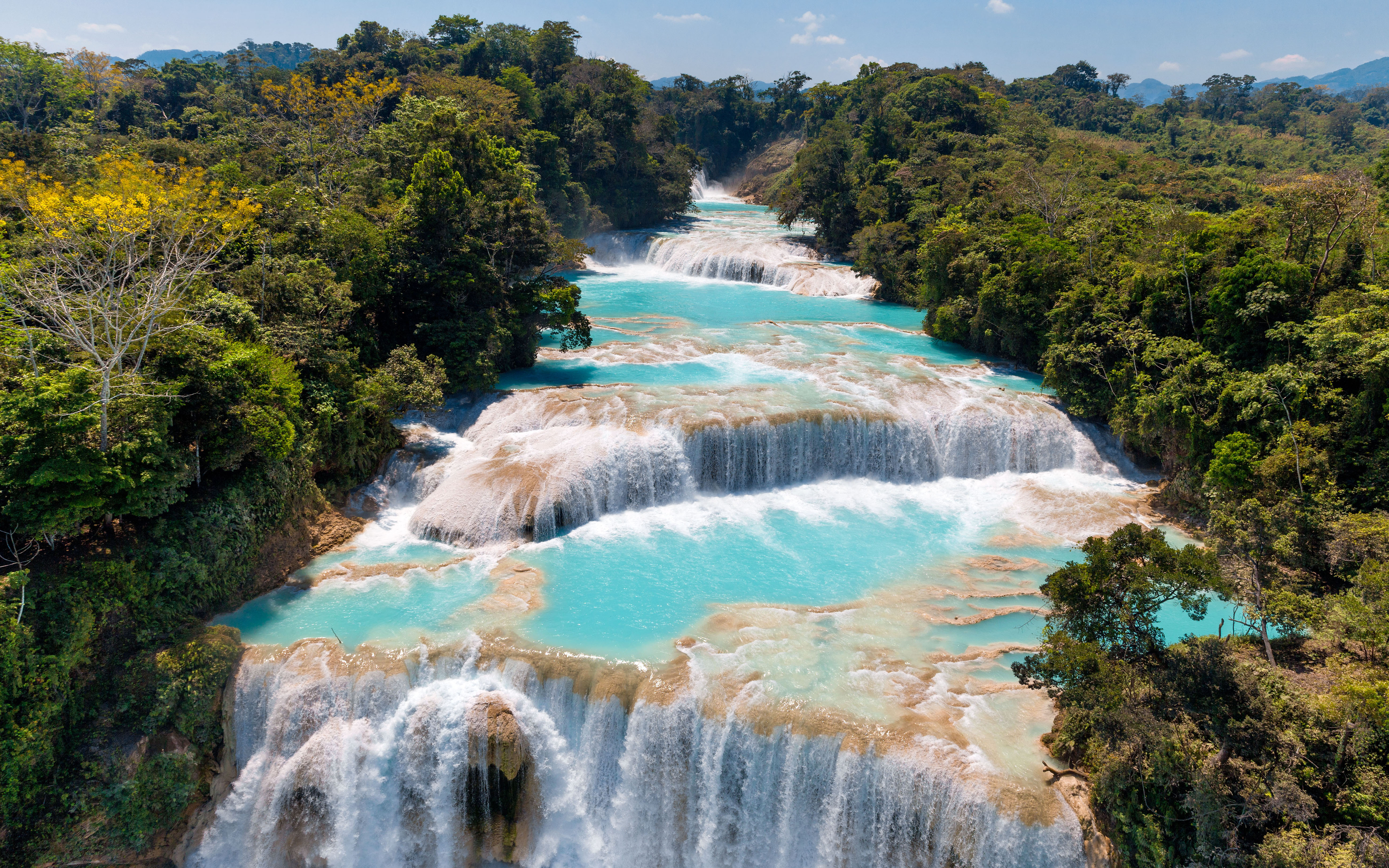 Agua Azul Cascading Waterfalls Mexico Beautiful Landscape - Yann Arthus Bertrand , HD Wallpaper & Backgrounds