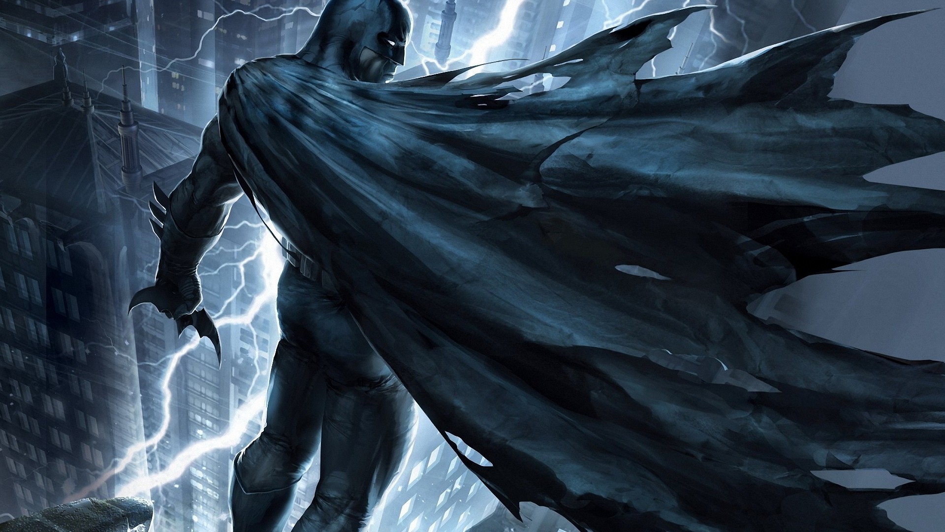 Cool Batman Dc Comic Gotham City Lightning 1080p Full - Dark Knight Returns Hd , HD Wallpaper & Backgrounds