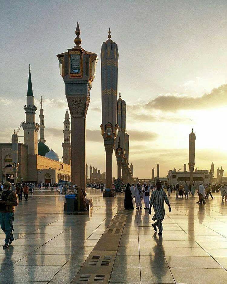 Beautiful Sunset In The Courtyard Of Masjid Nabawi - Full Hd Masjid Nabawi , HD Wallpaper & Backgrounds