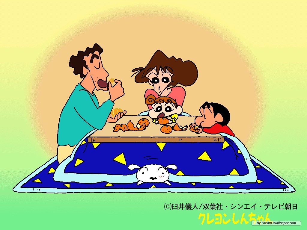 Free Cartoon Wallpaper - Shin Chan And Family , HD Wallpaper & Backgrounds