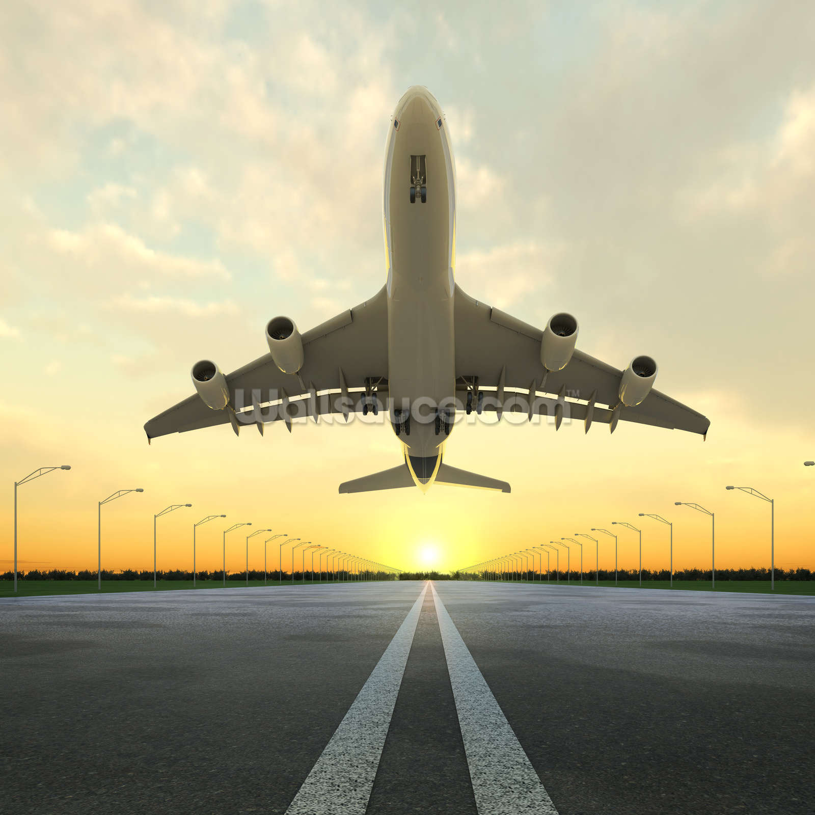24195976takeoff Plane Airport At Sunset Take Off Wallpaper - Airplane Take Off , HD Wallpaper & Backgrounds