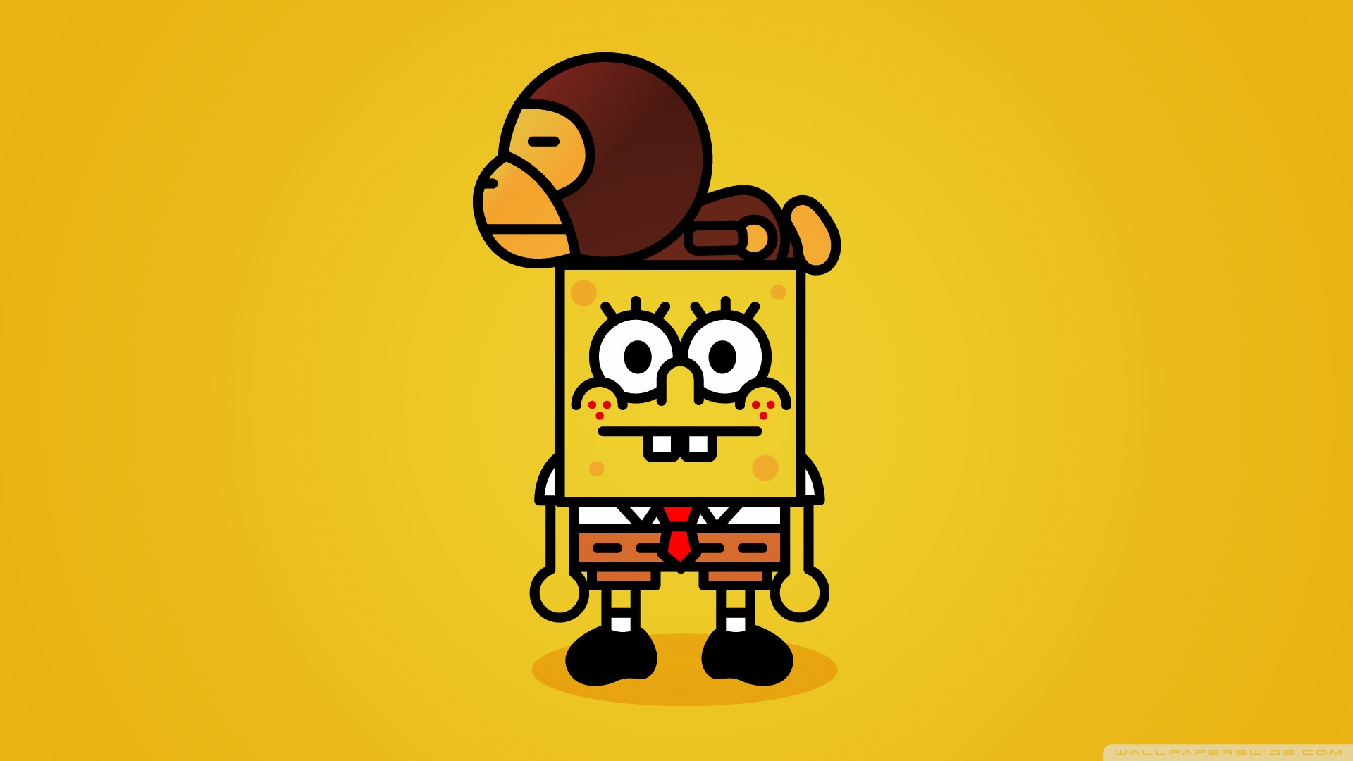 Spongebob And Baby Milo - Spongebob With Monkey On Head , HD Wallpaper & Backgrounds