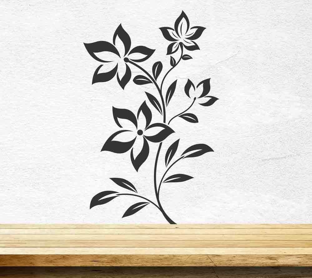 Flowers Wall Sticker Floral Vinyl Decal Art Decoration - Flower Wall Sticker , HD Wallpaper & Backgrounds