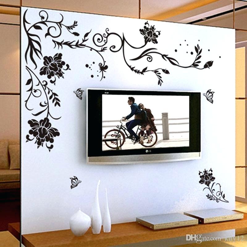 Black Flower Vine Wall Stickers Home Decor Large Paper - Designs For House Walls , HD Wallpaper & Backgrounds