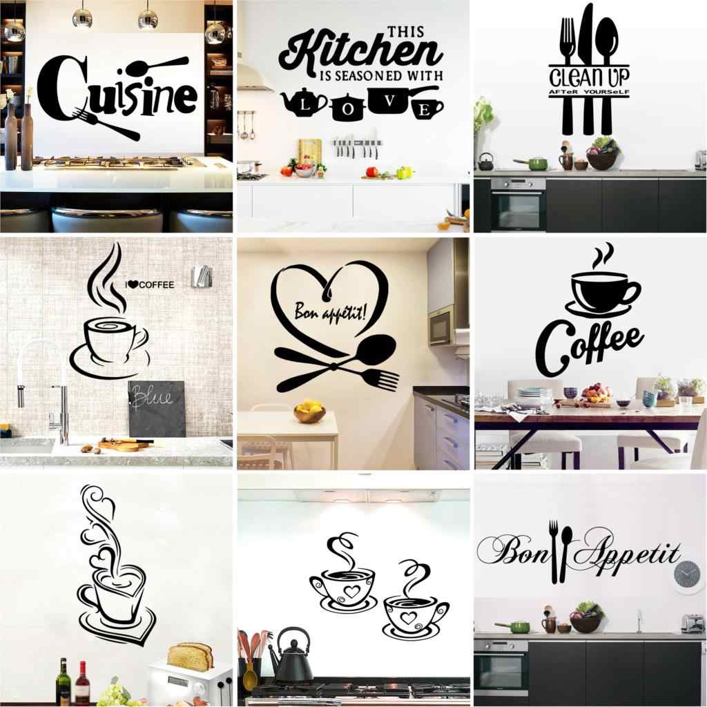 Large Kitchen Wall Sticker Cuisine Coffee Vinyl Stickers - Sticker , HD Wallpaper & Backgrounds