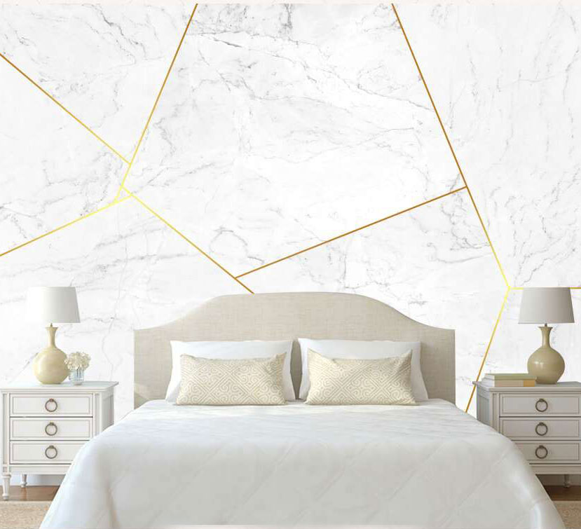 8d Papel Mural Gold Line Texture Geometry Marble 3d - Marble Wallpaper For Room , HD Wallpaper & Backgrounds