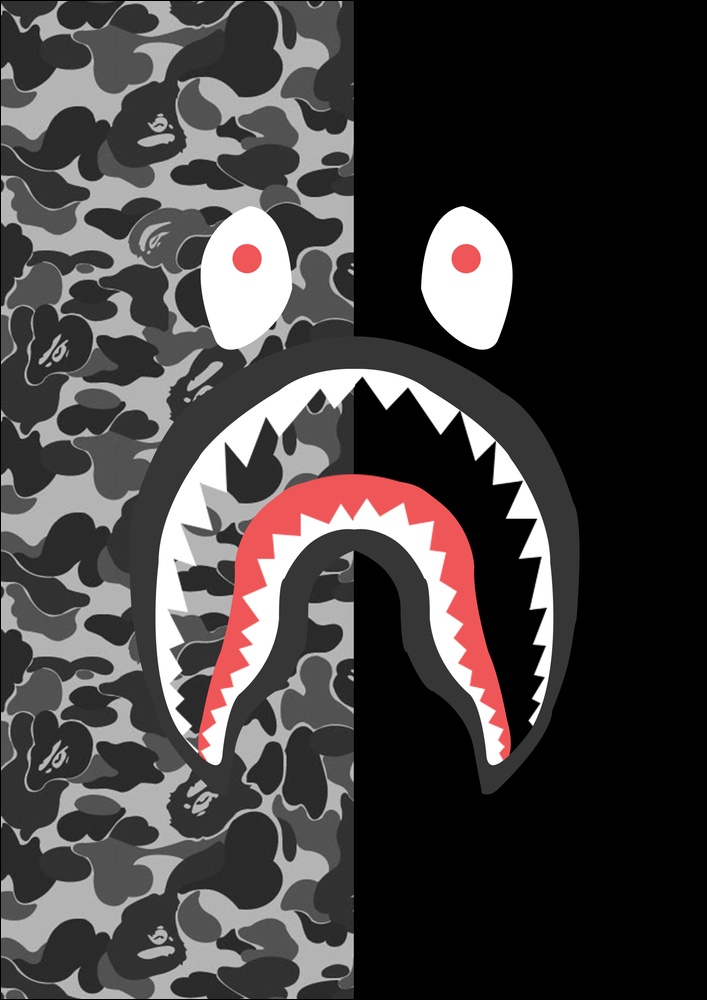 Resultado De Imagen Para Bape Shark Logo Bape Shark - T Shirt Roblox Black , HD Wallpaper & Backgrounds