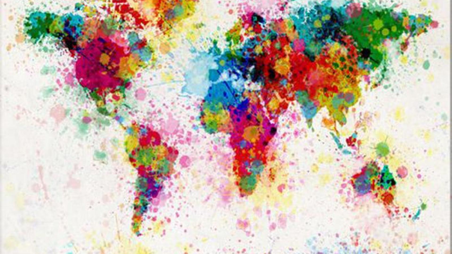 Colourful Wallpaper - World Map Splatter Paint , HD Wallpaper & Backgrounds
