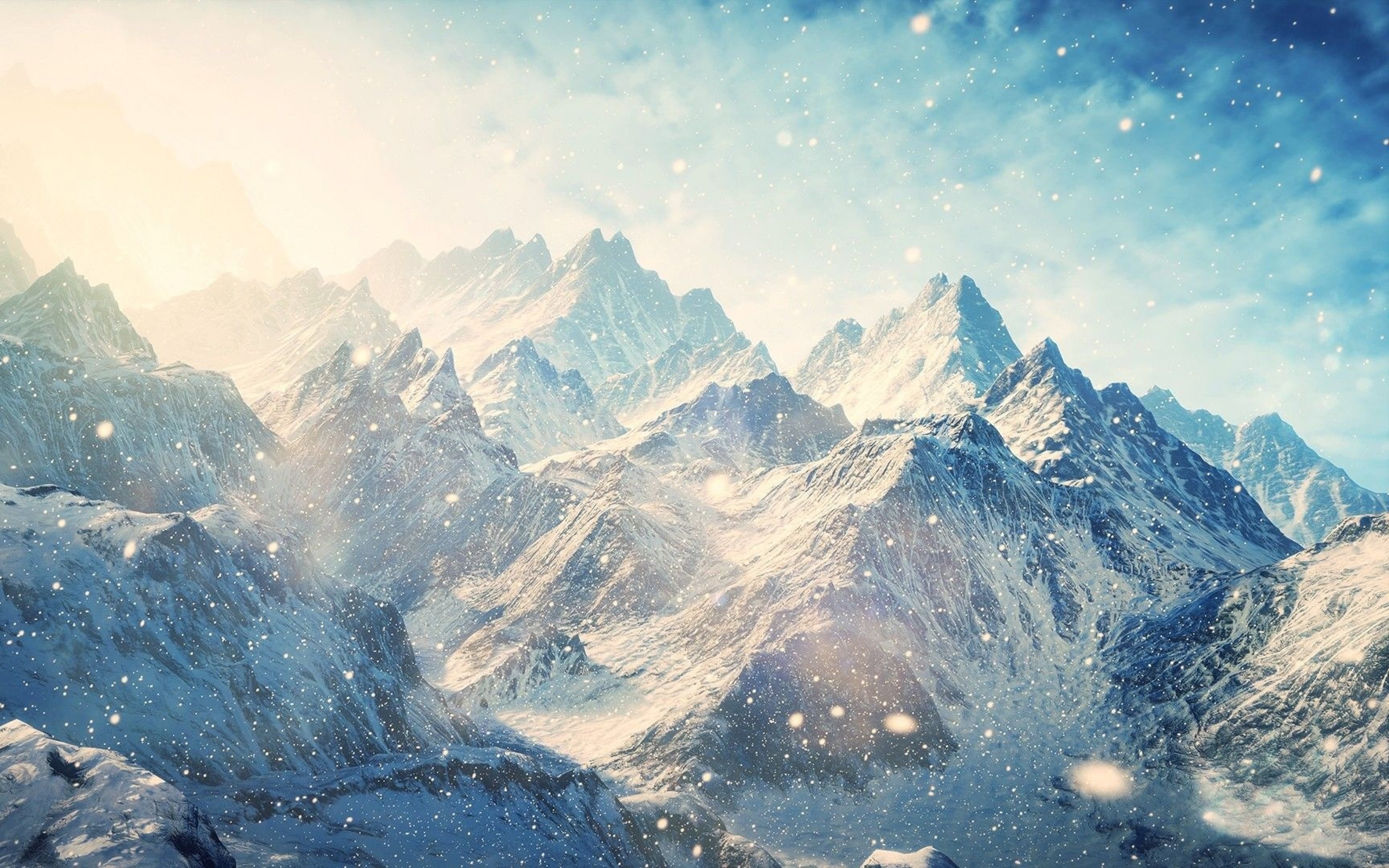 Skyrim Mountains Wallpaper - Snowy Mountains , HD Wallpaper & Backgrounds