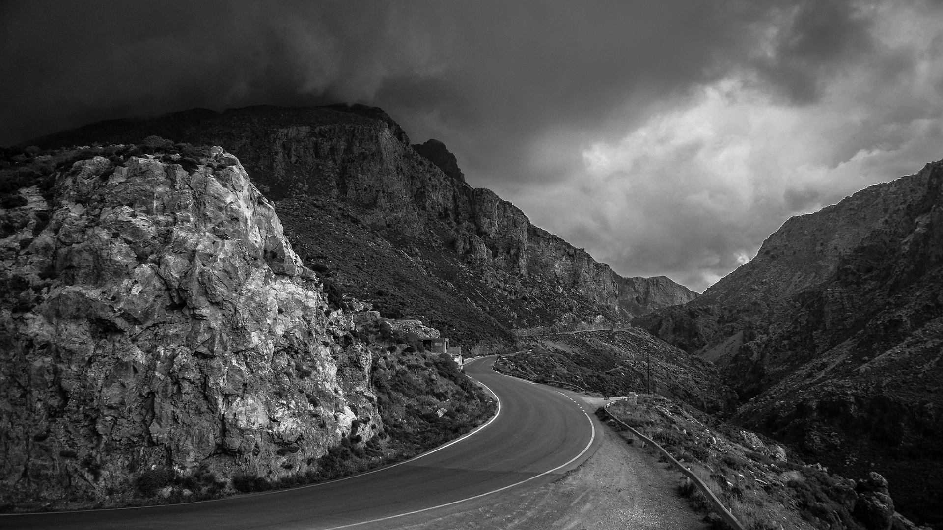 Wallpaper Road, Mountain, Streamers, Black And White - Road Background Black And White , HD Wallpaper & Backgrounds