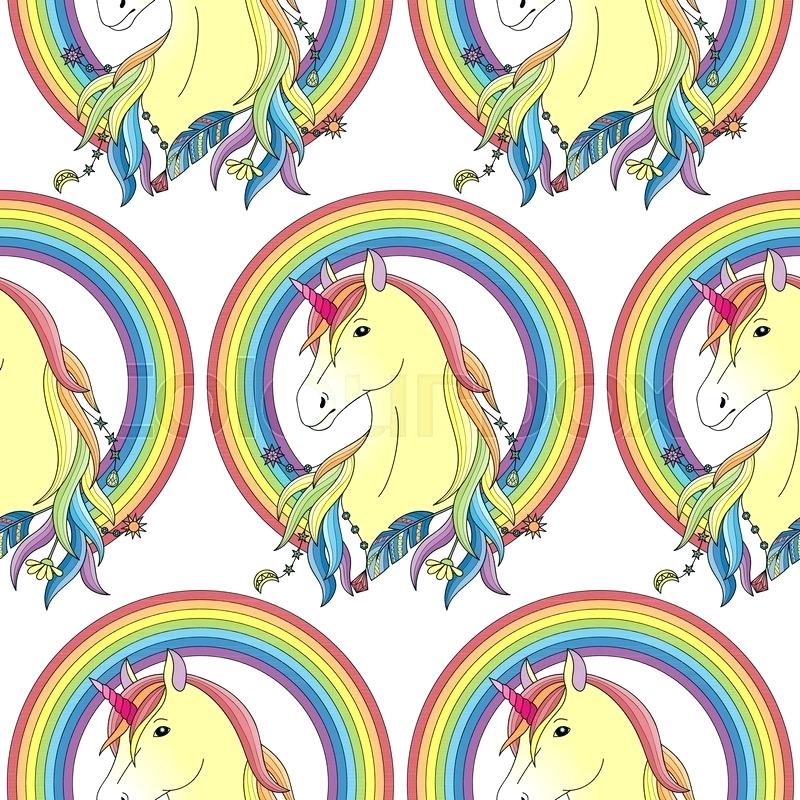 Fairytale Wallpaper Stock Vector Of Unicorn With Rainbow - Yellow Horse Print , HD Wallpaper & Backgrounds