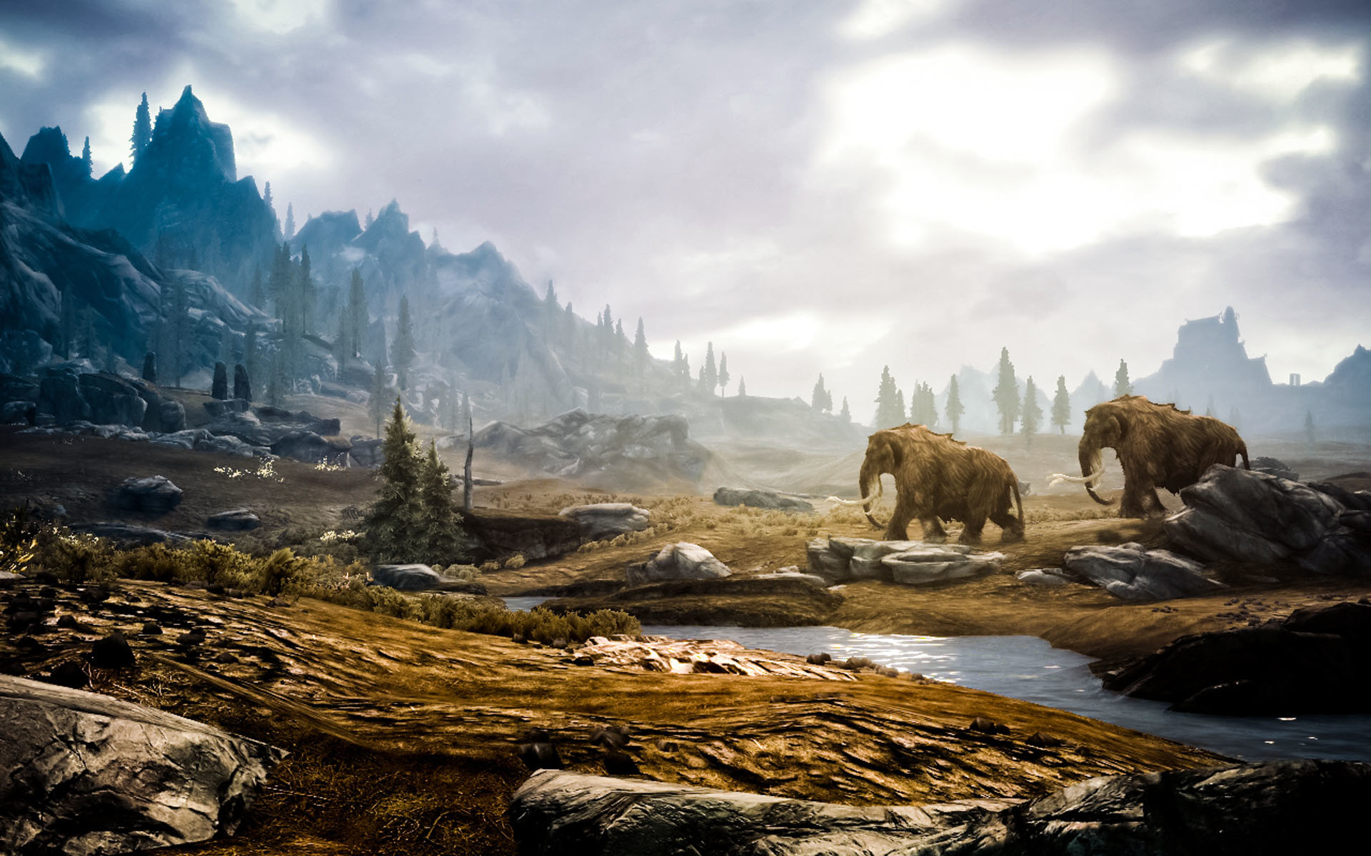 Video Game - Skyrim Landscape Wallpaper Hd , HD Wallpaper & Backgrounds