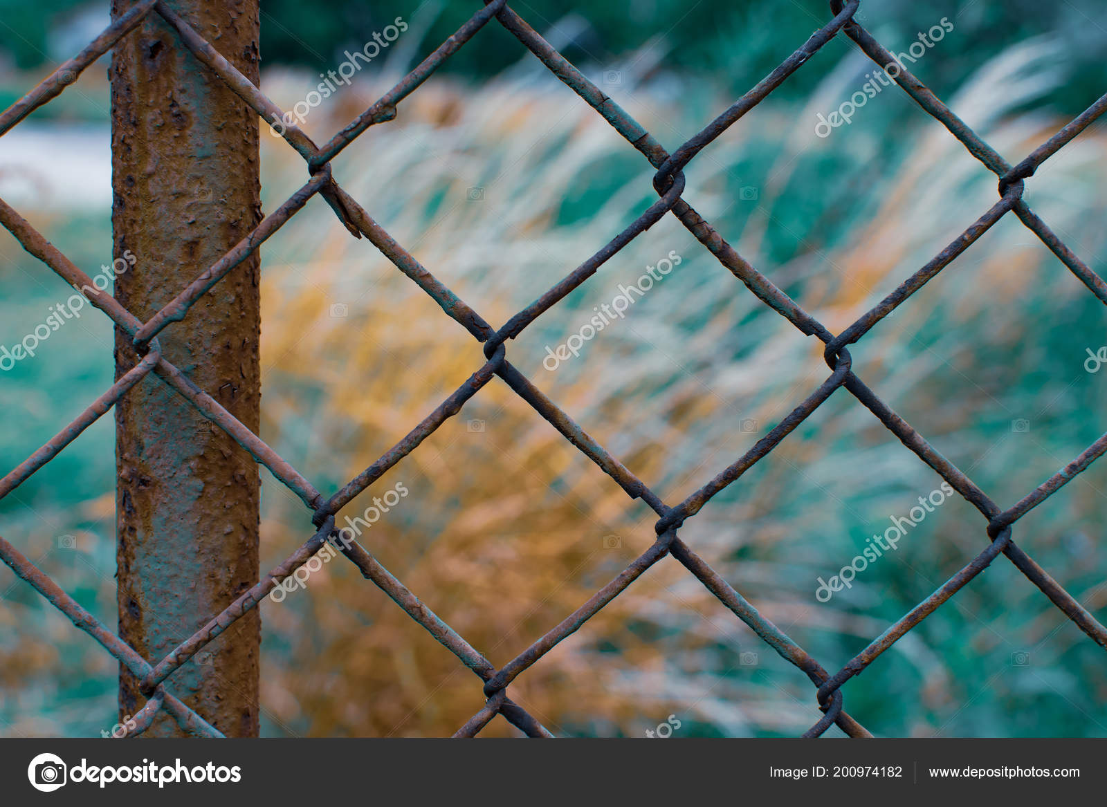 Rusty Fence Background Colourful Wallpaper Stock Photo - Chain-link Fencing , HD Wallpaper & Backgrounds