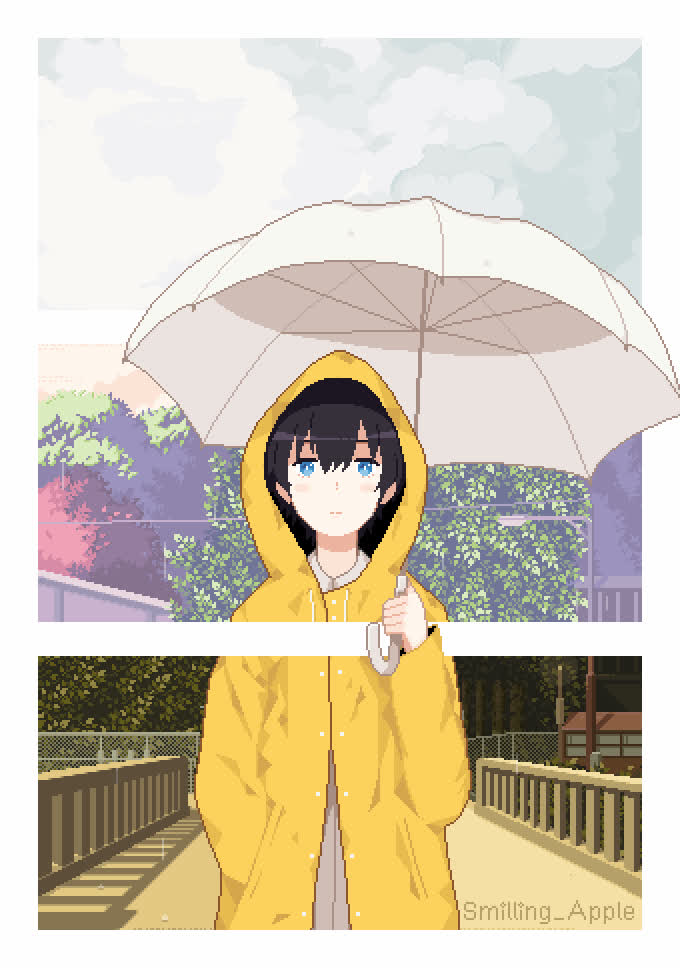 Anime Rainy Day Pixel Animated Iphone Wallpaper Gif - Anime Pixel Art Gif , HD Wallpaper & Backgrounds