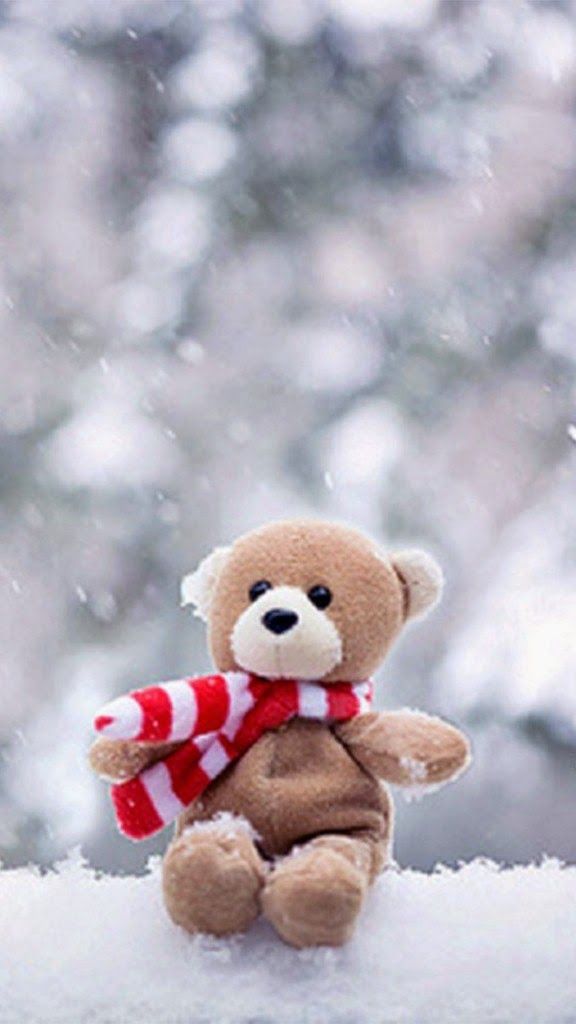 13 Wallpaper Cantik Dan Lucu Teddy Bear Untuk Android - Cute Teddy In Winter , HD Wallpaper & Backgrounds