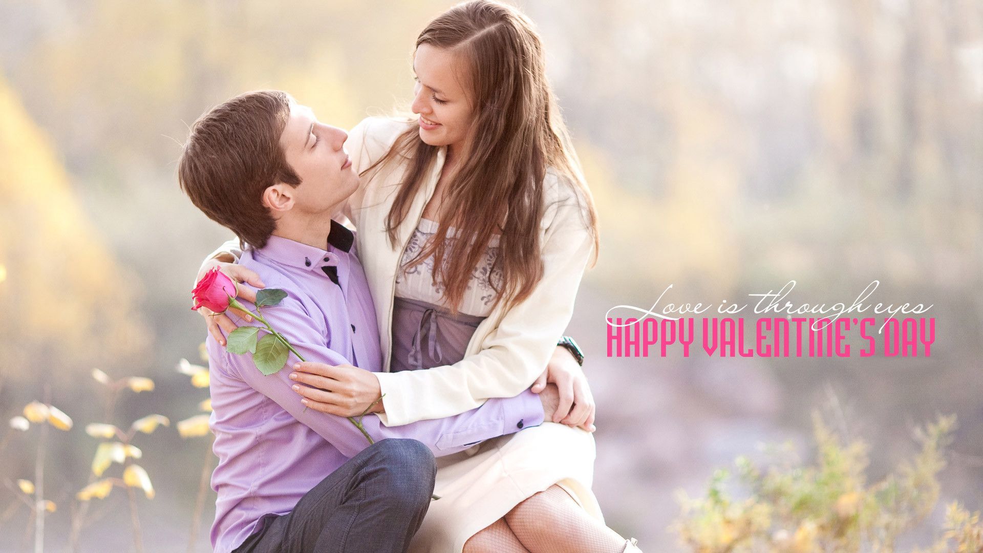 Cute Love Couple Wallpaper - Happy Valentines Day Couple , HD Wallpaper & Backgrounds