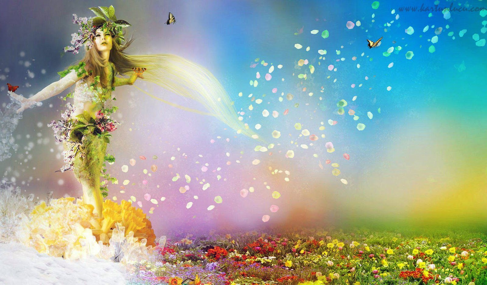 Gambar Cantik Untuk Wallpaper - Spring Goddess , HD Wallpaper & Backgrounds