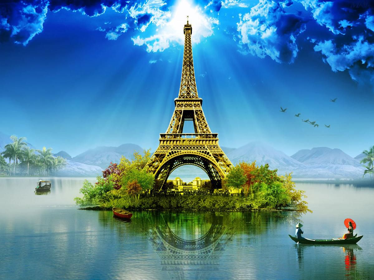 Paris Eiffel Tower Wallpaper Photo Manipulation-by - Beautiful Background Nature , HD Wallpaper & Backgrounds