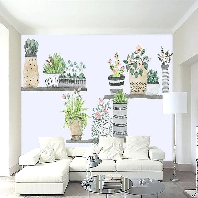 Gambar Wallpaper Dinding Wallpaper Bonsai Cactus Sofa - کاغذ دیواری سه بعدی , HD Wallpaper & Backgrounds