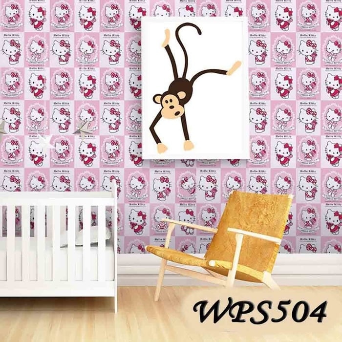 Wps504 Square Hello Kitty Wallpaper-dinding Walpaper - Wall Sticker Hello Kitty , HD Wallpaper & Backgrounds