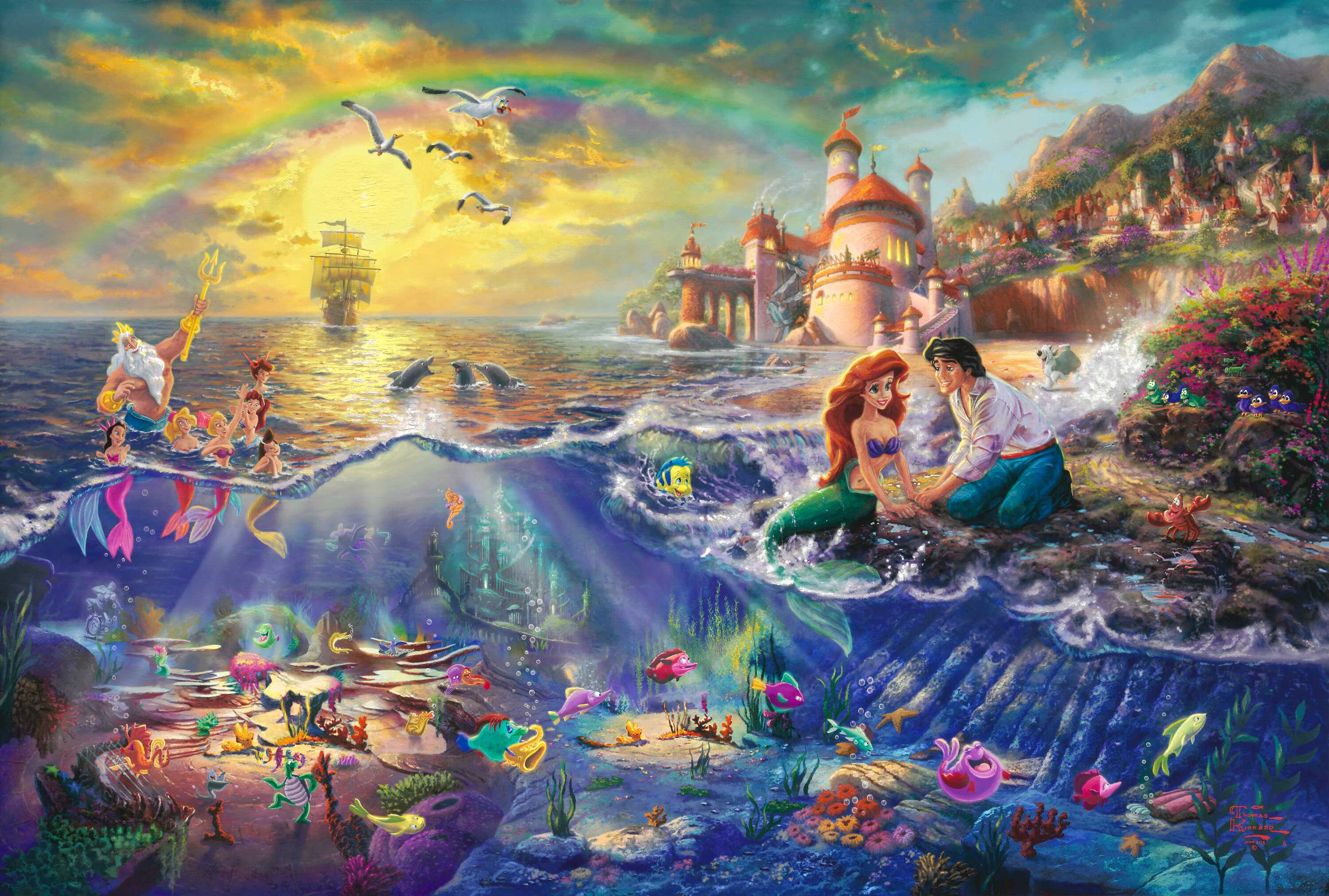 The Little Merma - Thomas Kinkade The Little Mermaid , HD Wallpaper & Backgrounds