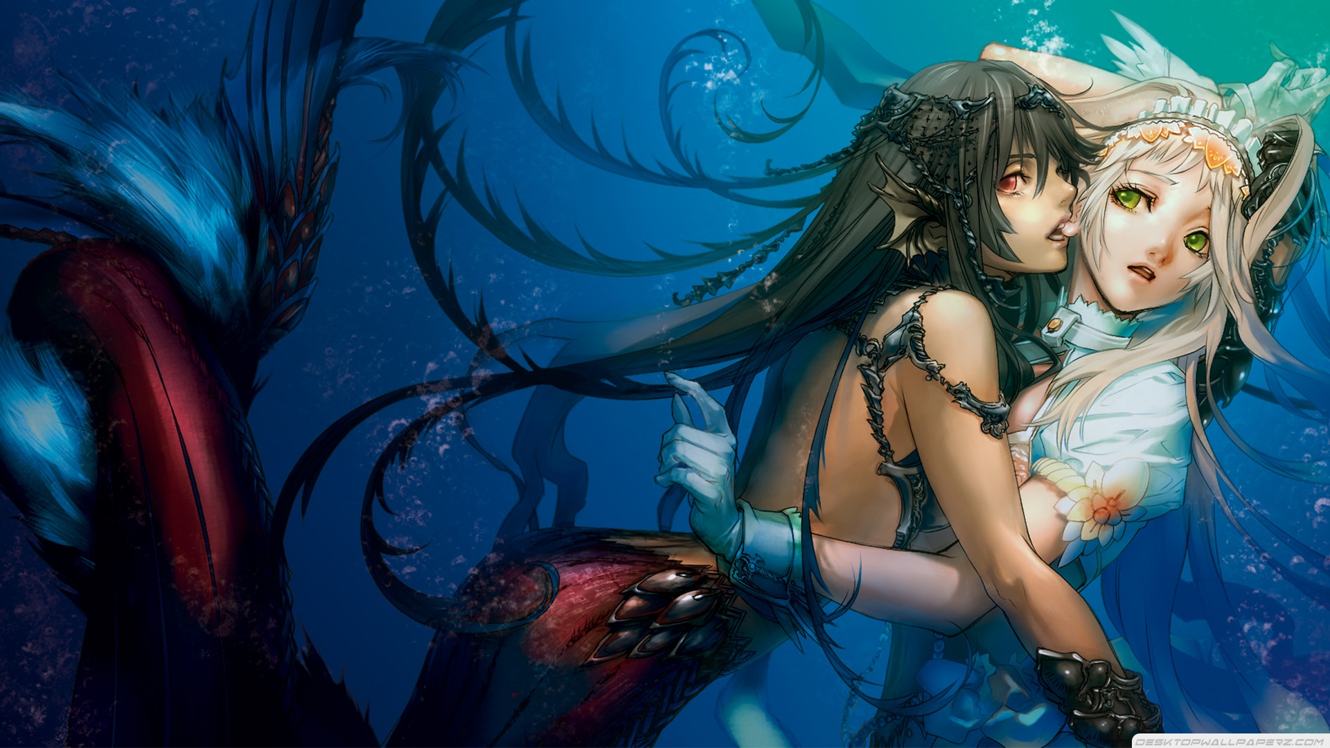 Anime Black Mermaid Girl , HD Wallpaper & Backgrounds