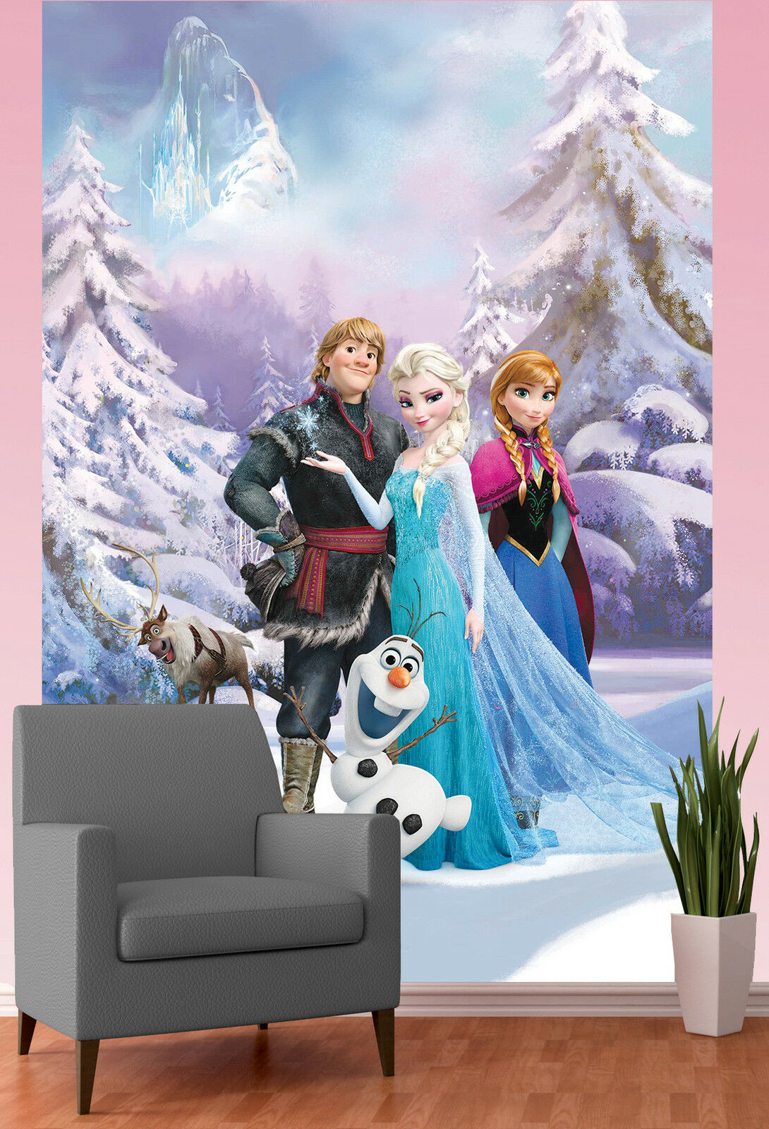 Disney Frozen Wallpaper Mural Anna Elsa Sven Olaf Kids - Frozen Bedroom Frozen Wall Murals , HD Wallpaper & Backgrounds