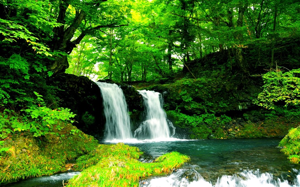Twin Falls Beautiful Nature Wallpapers Hd Download - Beautiful Nature With Falls , HD Wallpaper & Backgrounds