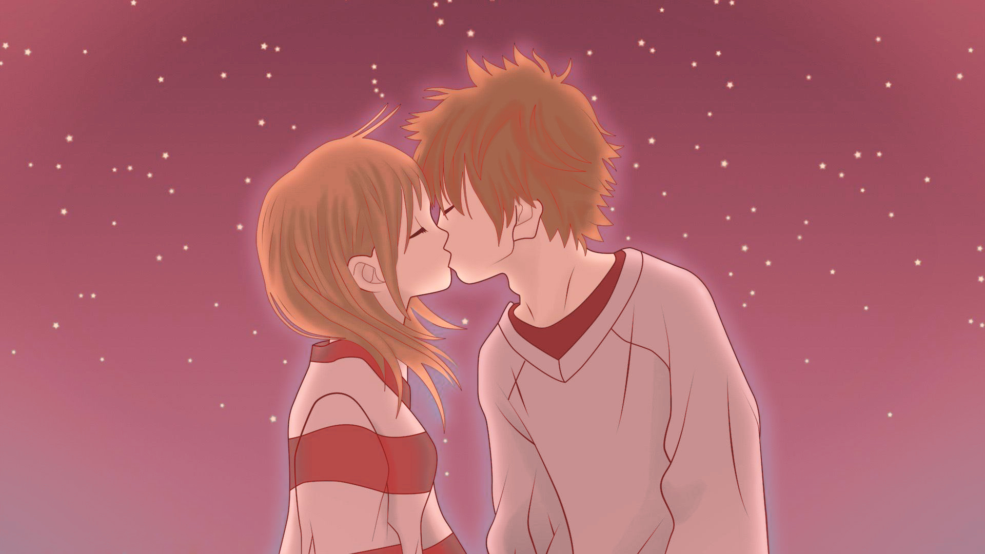 Cute Anime Couple Hd Photo - Cute Anime Couples Kiss , HD Wallpaper & Backgrounds