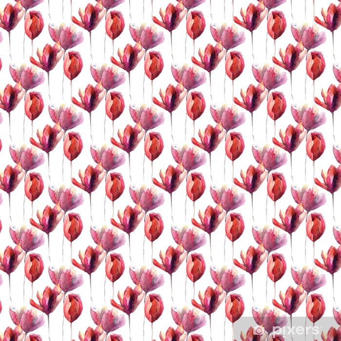 Seamless Wallpaper With Tulips Flowers Vinyl Custom-made - Tulip , HD Wallpaper & Backgrounds