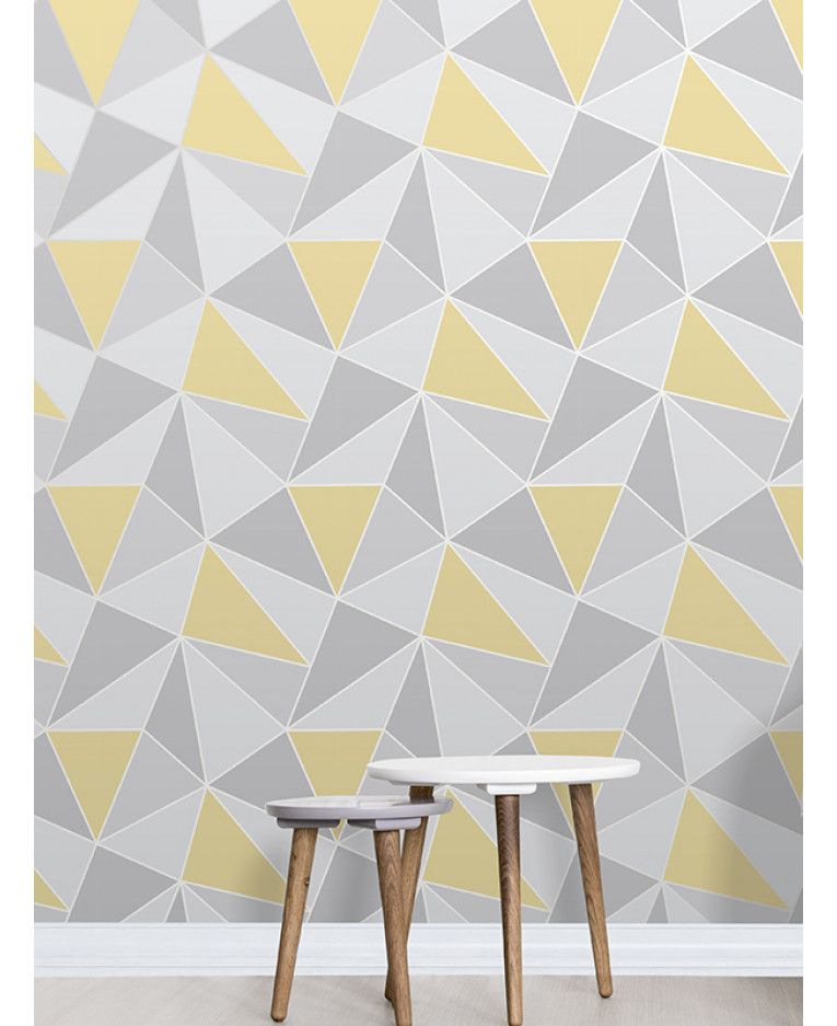 This Apex Geometric Wallpaper In Tones Of Yellow And - Grey And Yellow Wall Paper , HD Wallpaper & Backgrounds