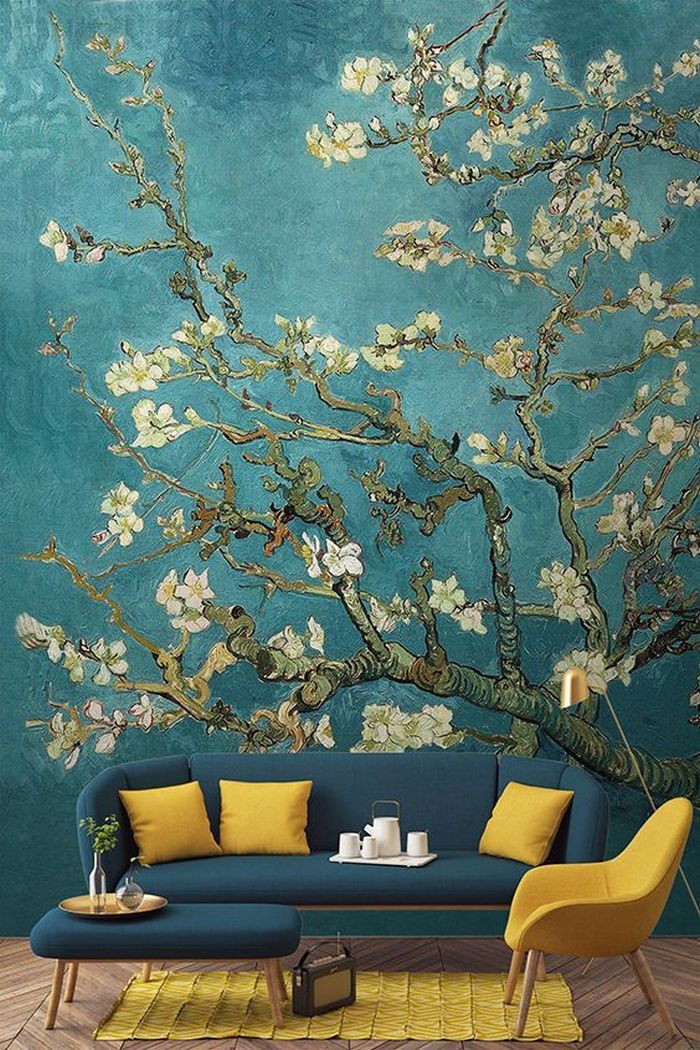 Yellow Decor Inspired By Asian Paints Coty - Van Gogh Paintings Cherry Blossoms , HD Wallpaper & Backgrounds