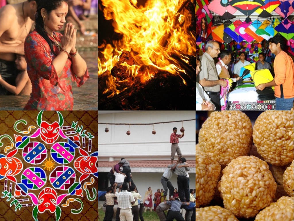6 Images Makar Sankranti Collage - Makar Sankranti Festival , HD Wallpaper & Backgrounds