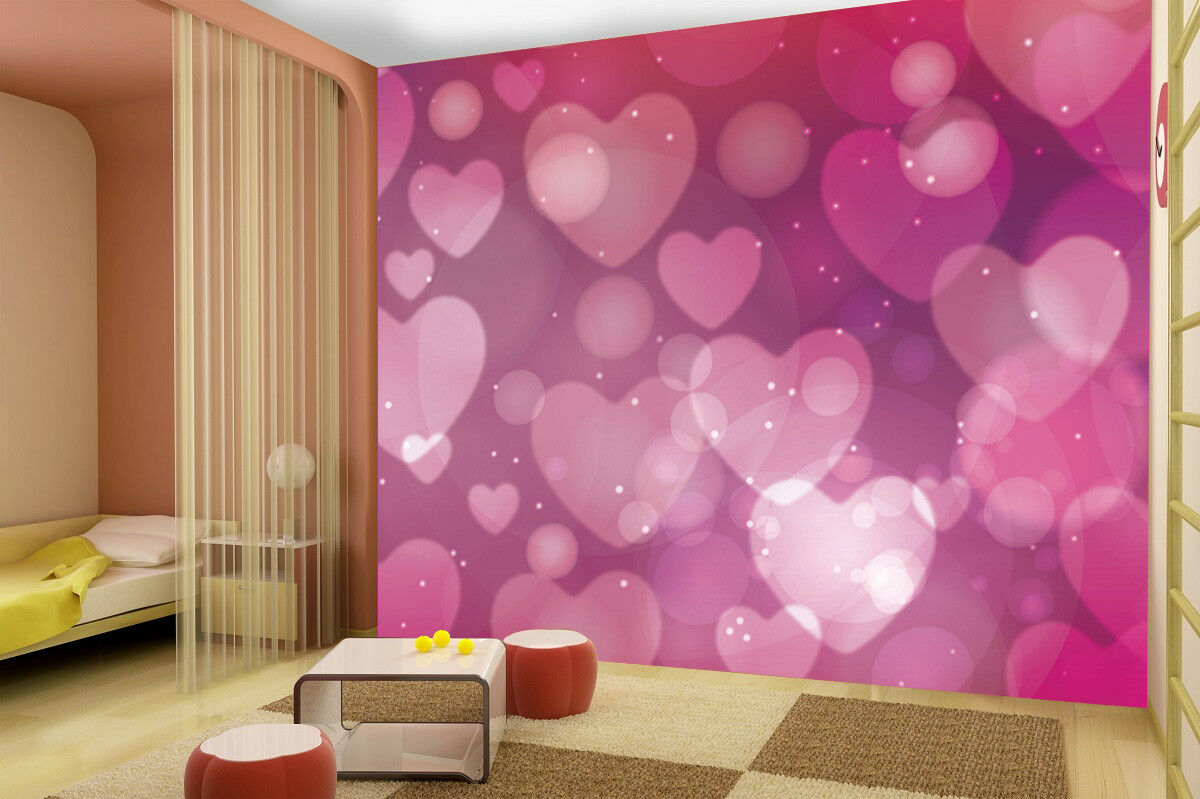 Pink Heart Stars Patel Colour Wallpaper Photo Mural - Marvel Design , HD Wallpaper & Backgrounds